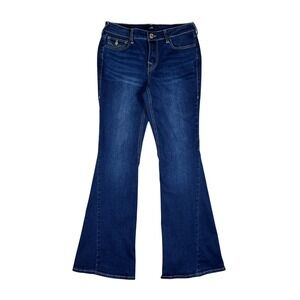 True Religion Joey Jeans Women 27 Blue‎ Mid Rise Flare Denim Flap Pockets Y2K